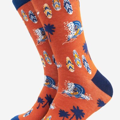 Chaussettes en bambou Surfer Catching a Wave pour hommes