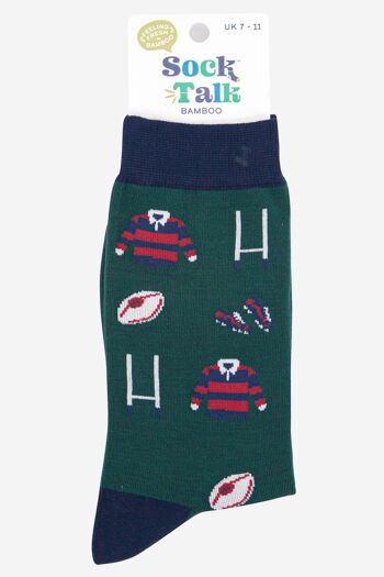 Chaussettes en bambou pour kit de but de rugby pour hommes en vert 4