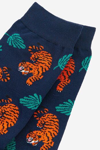 Chaussettes en bambou à imprimé feuilles de tigre et de jungle accroupies pour hommes 2