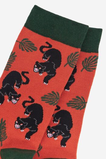 Chaussettes en bambou à imprimé feuilles de jungle panthère noire Prowling pour hommes 2