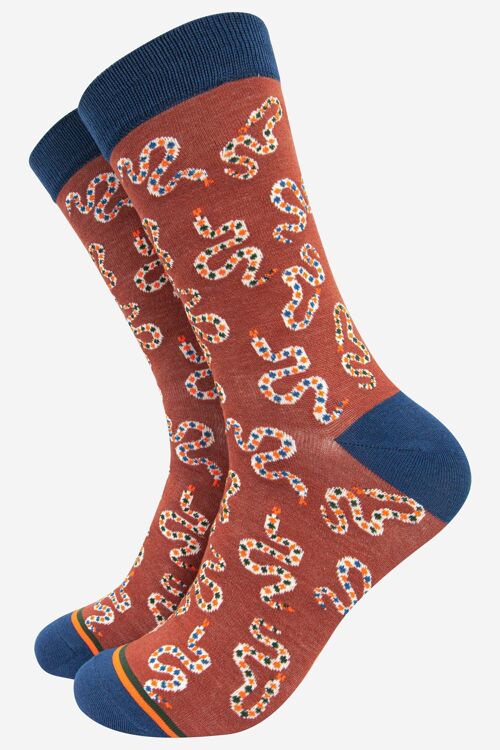 Men's Winding Snake Print Bamboo Socks