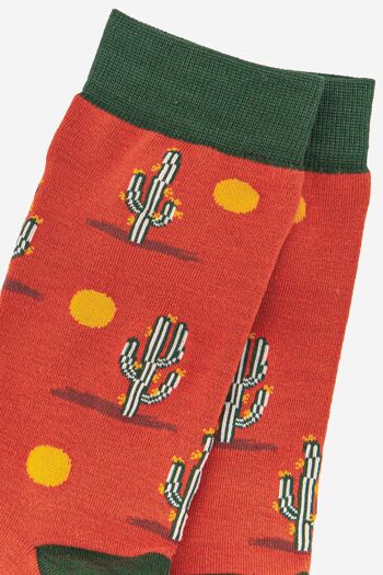 Chaussettes en bambou à imprimé cactus du désert pour hommes 2