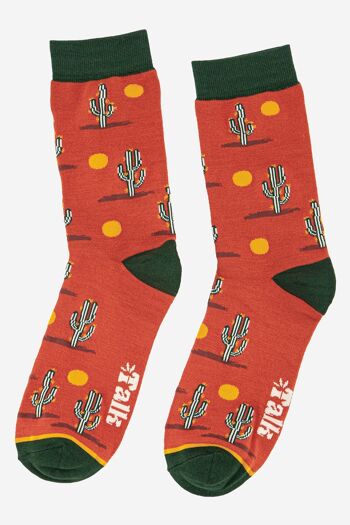 Chaussettes en bambou à imprimé cactus du désert pour hommes 3