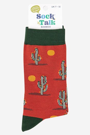 Chaussettes en bambou à imprimé cactus du désert pour hommes 4