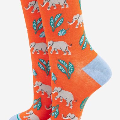 Chaussettes en bambou à imprimé éléphant pour femmes