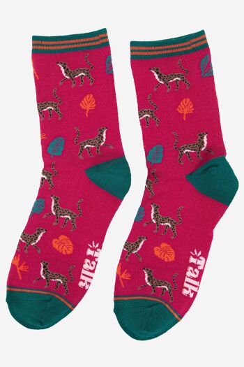 Chaussettes en bambou imprimé Jungle Cheetah pour femmes 3