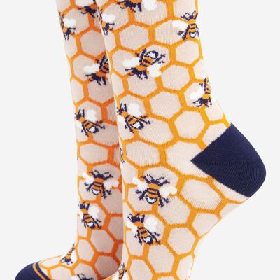 Women's Honeycomb and Bee Bamboo Socks
