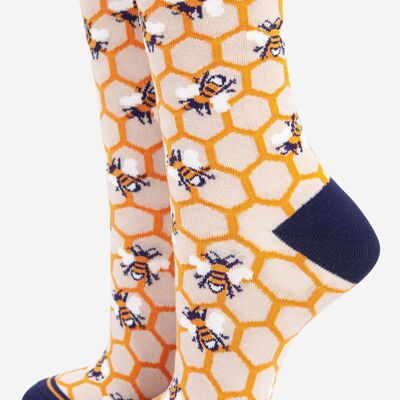 Women's Honeycomb and Bee Bamboo Socks
