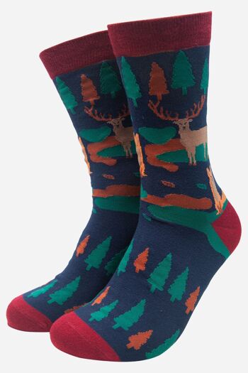 Chaussettes en bambou pour hommes, coffret cadeau de chaussettes fantaisie en forme d'animaux de la forêt 3