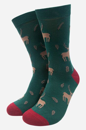 Chaussettes en bambou pour hommes, coffret cadeau de chaussettes fantaisie en forme d'animaux de la forêt 4