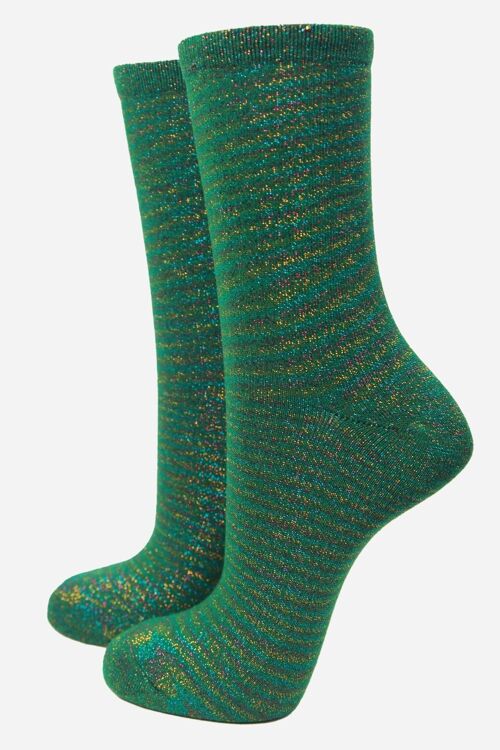 Green Rainbow All Over Glitter Socks