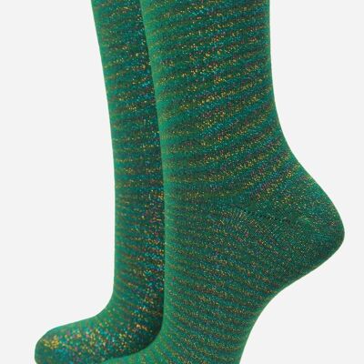 Green Rainbow All Over Glitter Socks