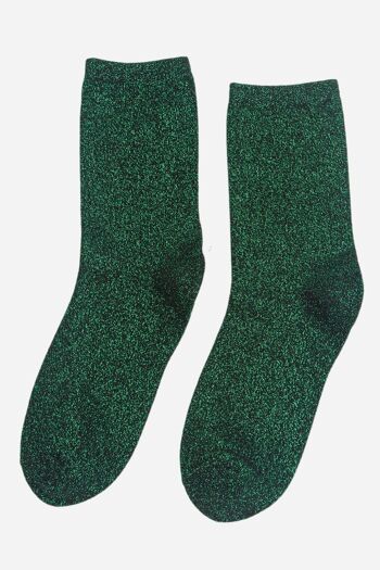 Chaussettes noires à paillettes et vert vif 2