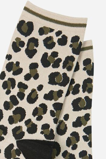 Chaussettes en bambou à imprimé léopard pour femmes crème 3