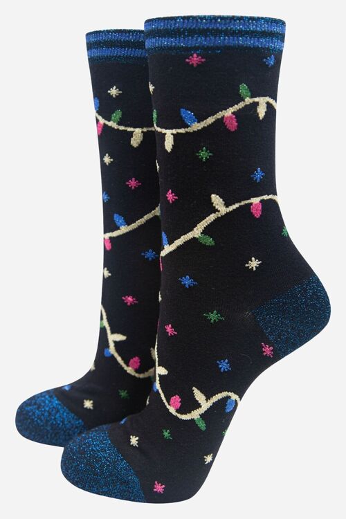 Black Women's Party Light Print Bamboo Socks