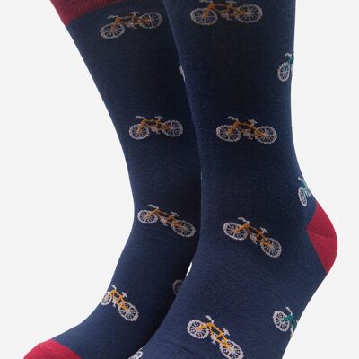 Navy Blue Men's Mountain Bike Print Socks