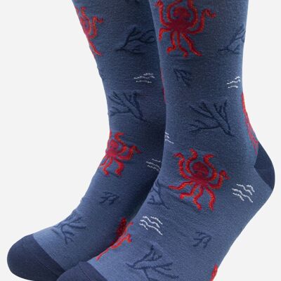 Blue Men's Squid and Octopus Print Bamboo Socks