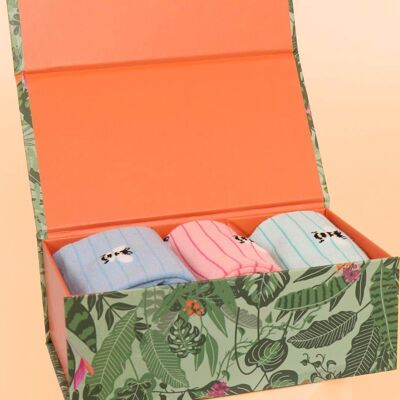 Damen-Socken aus Bambus, Bumble Bee, gestreift, Geschenkbox-Set