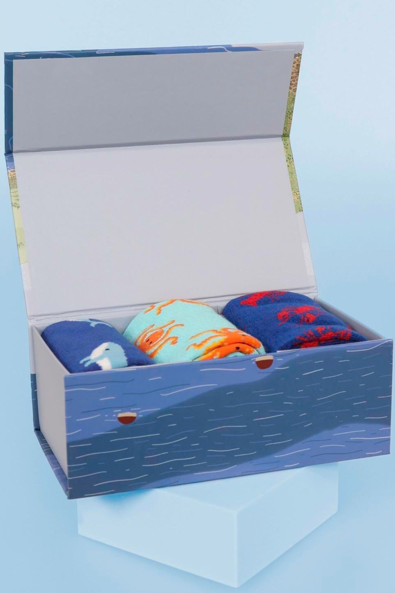 Herren-Socken aus Bambus, Sealife-Tier-Socken, Hummer, Wal, Oktopus, Neuheit, Geschenkbox-Set