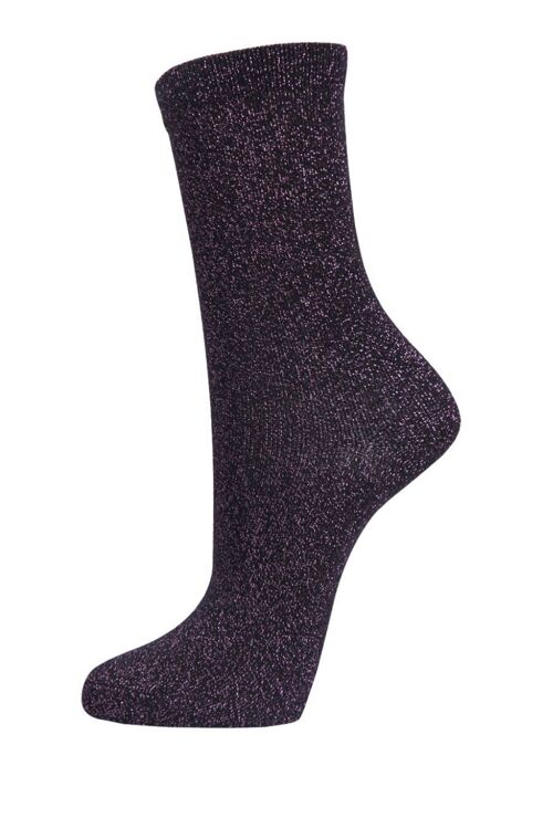 Womens Black Glitter Socks Pink Sparkly Ankle Socks Shimmer