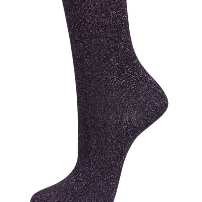 Schwarze Glitzer-Socken für Damen, rosa glitzernde Söckchen, schimmernd