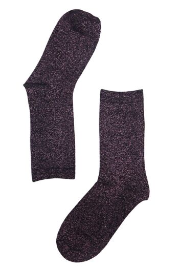 Femme Chaussettes Noires À Paillettes Socquettes Roses Scintillantes Shimmer 2