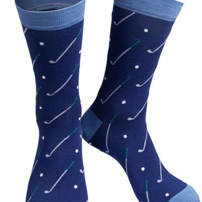 Chaussettes de golf en bambou pour hommes, chaussettes habillées fantaisie, bleu marine