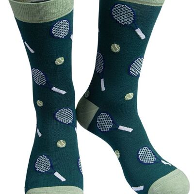 Chaussettes de tennis en bambou pour hommes, chaussettes de sport fantaisie, vert