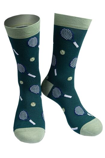 Chaussettes de tennis en bambou pour hommes, chaussettes de sport fantaisie, vert 1
