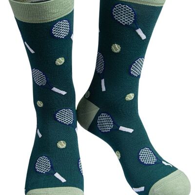 Calcetines de tenis de bambú para hombre Calcetines deportivos novedosos de vestir Verde