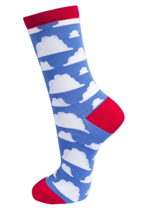 Womens Bamboo Socks Cloud Ankle Socks Novelty Blue