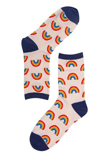 Chaussettes Rainbow Bamboo Chaussettes Socquettes Crème Bleu Marine 2