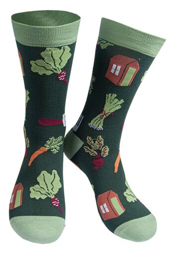 Chaussettes en bambou pour hommes, abri de jardin, chaussettes fantaisie de jardinage, vert 1