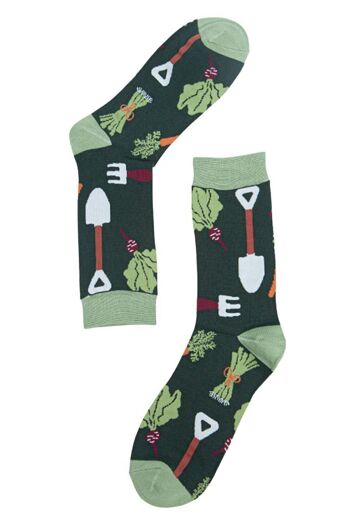 Chaussettes en bambou pour hommes, abri de jardin, chaussettes fantaisie de jardinage, vert 2