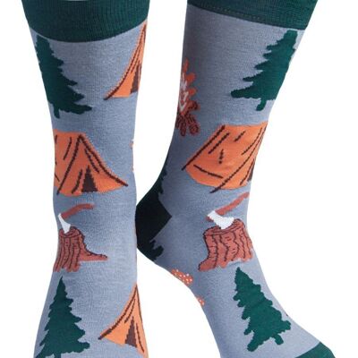 Chaussettes en bambou pour hommes, chaussettes de camping fantaisie, randonnée, marche, gris