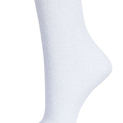 Womens Glitter Socks Silver Sparkly Ankle Socks Shimmer White