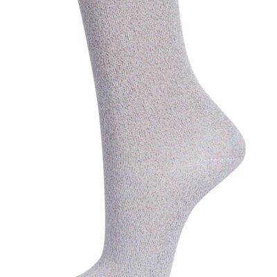 Regenbogen-Glitzer-Socken für Damen, schimmernde Glitzer-Söckchen, Grau