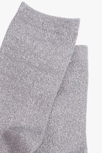 Chaussettes À Paillettes Femme Socquettes Scintillantes Argentées Shimmer Grey 3