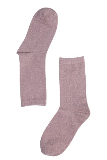Chaussettes À Paillettes Femme Socquettes Scintillantes Dorées Shimmer Pink 2