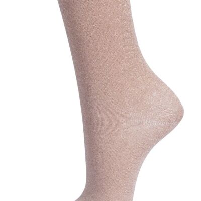 Womens Gold Glitter Socks Silver Sparkly Ankle Socks Beige