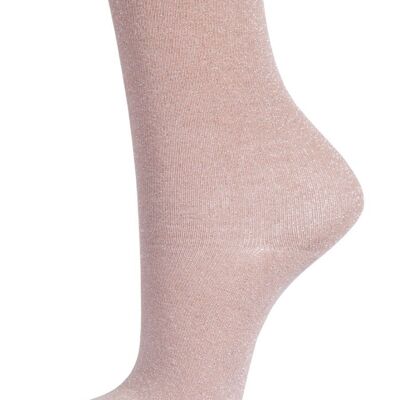 Women Glitter Socks Silver Sparkly Ankle Socks Shimmer Beige