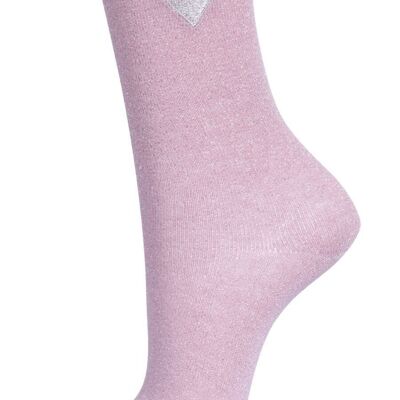 Chaussettes roses à paillettes pour femmes, chaussettes à cœur brodées, scintillantes et scintillantes