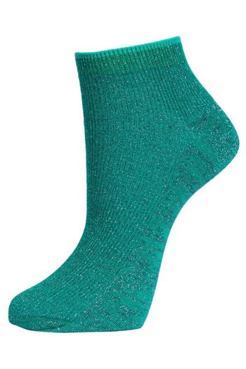 Chaussettes de sport à paillettes pour femmes, argent, scintillant, vert