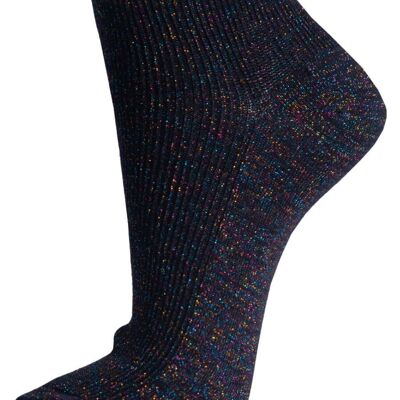 Regenbogen-Glitzer-Fußkettchen-Sneakersocken für Damen, funkelnd schimmernd, Schwarz