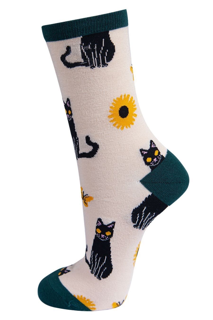Schwarze Katzensocken für Damen, Bambus-Söckchen, neuartige Tiersocken