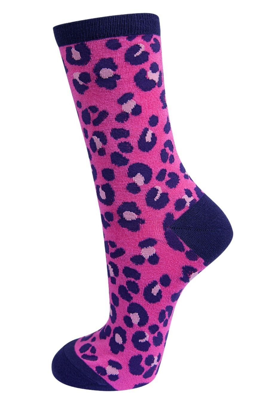 Bambussocken für Damen - Rosa, Leopard