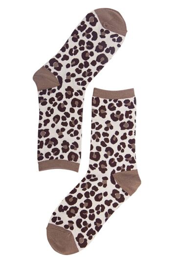 Chaussettes en bambou à imprimé léopard pour femmes, chaussettes à imprimé animal pour dames, neutres 2