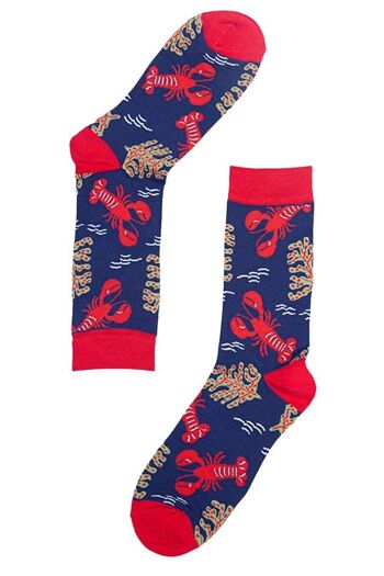 Chaussettes Bambou Homme Red Lobsters Ocean Animal Chaussettes Bleu Marine 2
