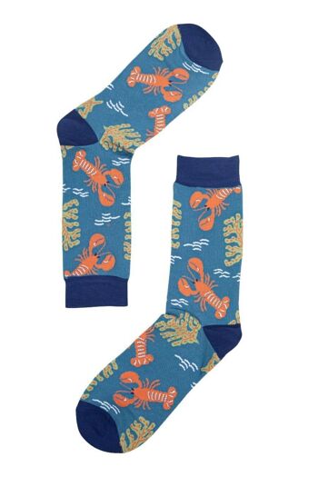 Chaussettes Bambou Homme Red Lobsters Ocean Animal Chaussettes Bleu 2