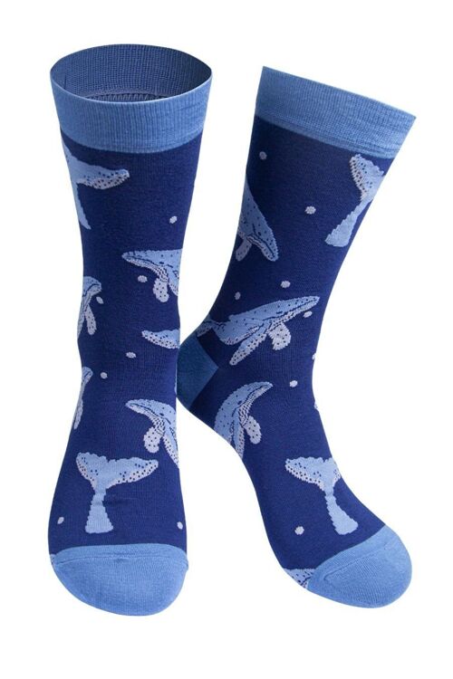 Mens Bamboo Socks Blue Whale Animal Socks